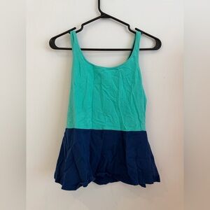 Express Teal and Navy Peplum Top